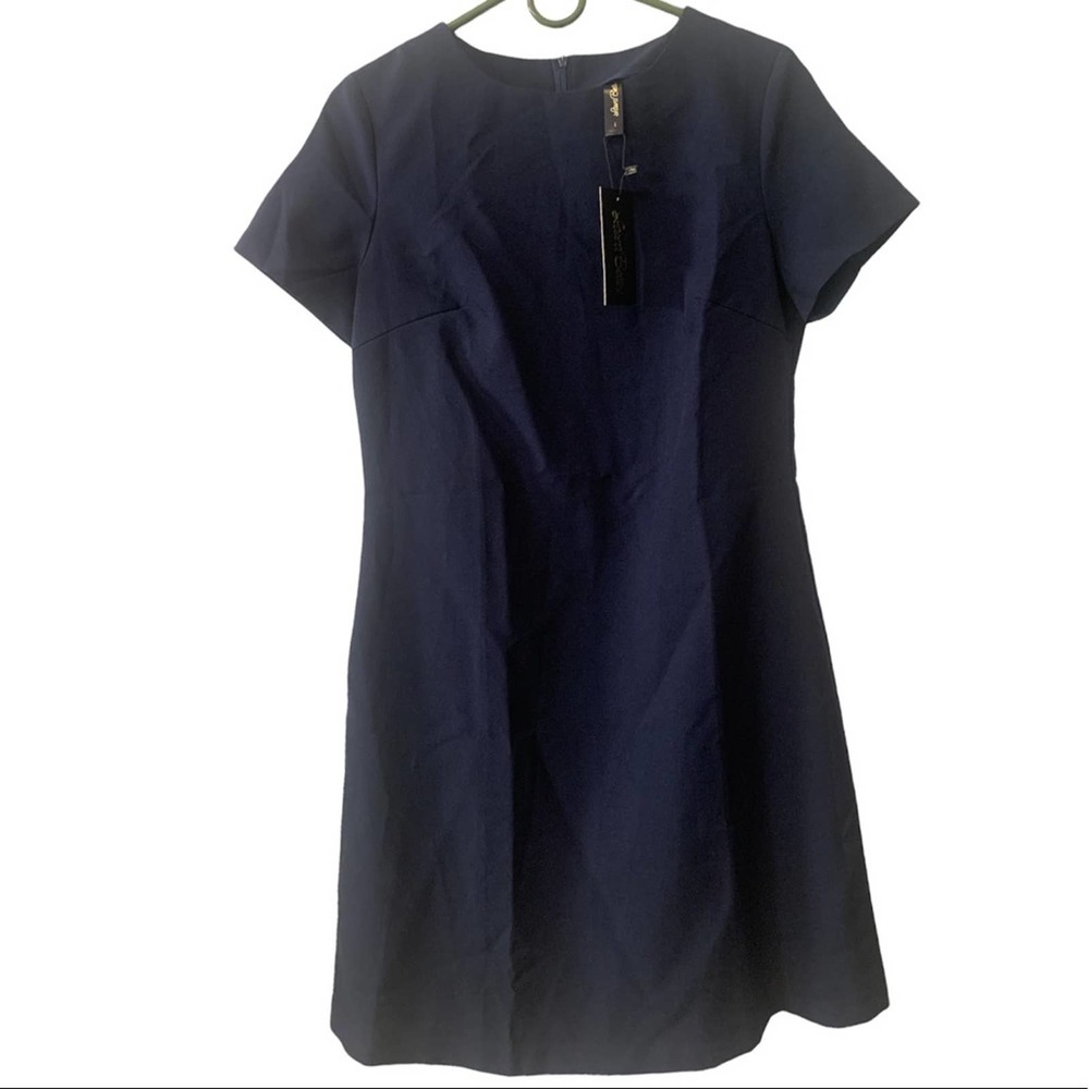 Laura Bettini Mini Dress Navy Blue Women’s Size Large Aline Crew Neck NWT